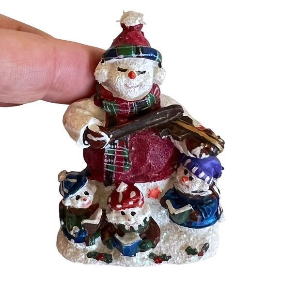 Snowman playing violin / 3 reading snow-kids christmas brooch. 2.5 in - Picture 13 of 13